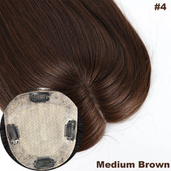 150% Density Human Hair Topper Silicon Skin Base Hairpieces with PU around  Remy Hair Silky Straight Skin Top Hair Toupee