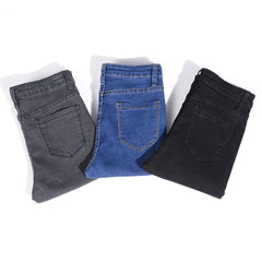 Jeans for Women Mom Jeans Blue Gray Black Woman High Elastic Stretch Jeans Female Washed Denim Skinny Pencil Pants Size 36 38 40