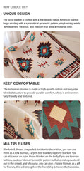 Aztec Blanket, Oversized Boho Throw Blanket with Fringe, Southwestern Geometric Tapestry Vintage Woven Throw Blankets, Double-Si