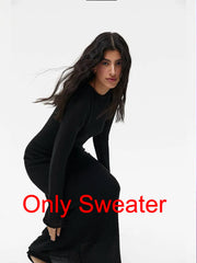 Elastic Knit Long Dresses