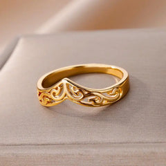 Stainless Steel Rings for Women Aesthetic Heart Gold Color Wedding Ring Vintage Waterproof Wedding Jewelry Prom Accessories Gift