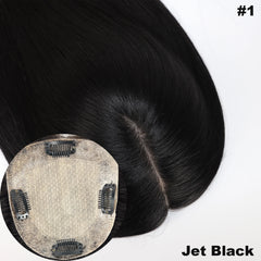 150% Density Human Hair Topper Silicon Skin Base Hairpieces with PU around  Remy Hair Silky Straight Skin Top Hair Toupee