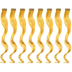 20 Inch Colourful Curly Wavy Party Highlights Clip in Synthetic Hairpieces 8 Pack Curly Colored Hair Extensions for Women