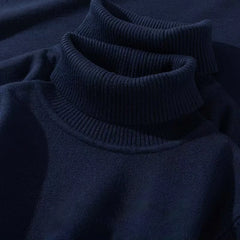 Men's Turtleneck Sweater Knitted Breathable Warm Rollneck Sweatshirts Vintage Pullover Solid Color Jumper Slim Fit Sweater