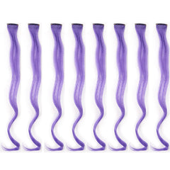 20 Inch Colourful Curly Wavy Party Highlights Clip in Synthetic Hairpieces 8 Pack Curly Colored Hair Extensions for Women