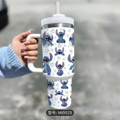 Stanley 40oz1200ml handle car mug mug with straw car ice cream mug cartoon kt cat cup.
