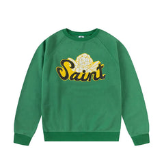 Winter Series SAINT Round Neck Oversized Men Sweater ARIES Print Beige Vintage Pullover Streetwear