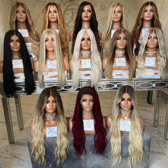 Synthetic Lace Front Wig Blonde Wigs for Woman Lady Deep Wave Lace Front Wigs Caramel Golden Blonde Wig Glueless Cosplay Sale