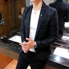 Men's Casual Plaid Suit