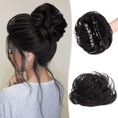 Messy Hair Bun Hair Scrunchies Extension Curly Wavy Messy Synthetic Chignon Fake Updo Hairpieces For Women Girls