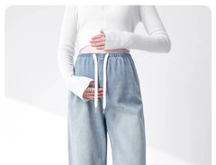 Maternity New Jeans Spring and Summer No Toddler Maternity Pants Straight Wide-Leg Pants Large Size Casual Pants Women's Jeans