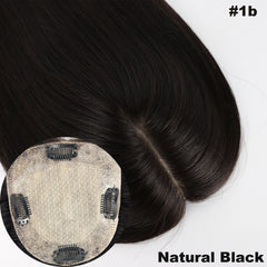 150% Density Human Hair Topper Silicon Skin Base Hairpieces with PU around  Remy Hair Silky Straight Skin Top Hair Toupee