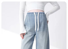 Maternity New Jeans Spring and Summer No Toddler Maternity Pants Straight Wide-Leg Pants Large Size Casual Pants Women's Jeans