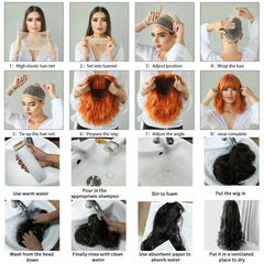 7JHH WIGS Shoulder Length Brown Wig for Women Daily Use High Density Synthetic Layered Brown Bob Wigs with Air Bangs