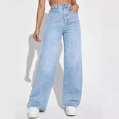Women Mom Jeans Denim Y2k Pants Wide Leg Long Pant High Waist Loose Casual Straight Trousers Elegant Streetwear Autumn Winter