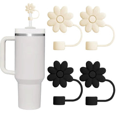 Flower Straw Covers Toppers for Stanley Cups 30&40 Oz Tumbler Accessories 4PCS Silicone Straw Caps 10mm 0.4in Straws