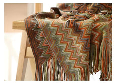 Knitted Blankets Bohemian Plaid Throw Blanket Sofa Cover With Tassels Travel Leisure Bed Cover Blanket boho Bedspread