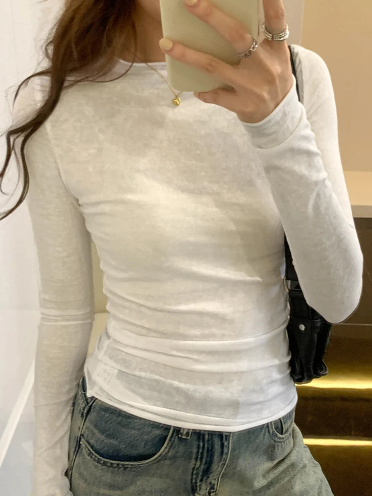 Women's  Long Sleeve O Neck Tshirts