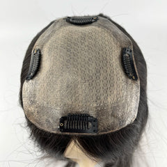 150% Density Human Hair Topper Silicon Skin Base Hairpieces with PU around  Remy Hair Silky Straight Skin Top Hair Toupee