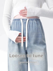 Maternity New Jeans Spring and Summer No Toddler Maternity Pants Straight Wide-Leg Pants Large Size Casual Pants Women's Jeans