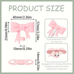 3Pcs Bow Straw Cap Covers Toppers Accessories for Stanley Cups Reusable Cute Silicone Straw Tips Water Bottle Protective Boot
