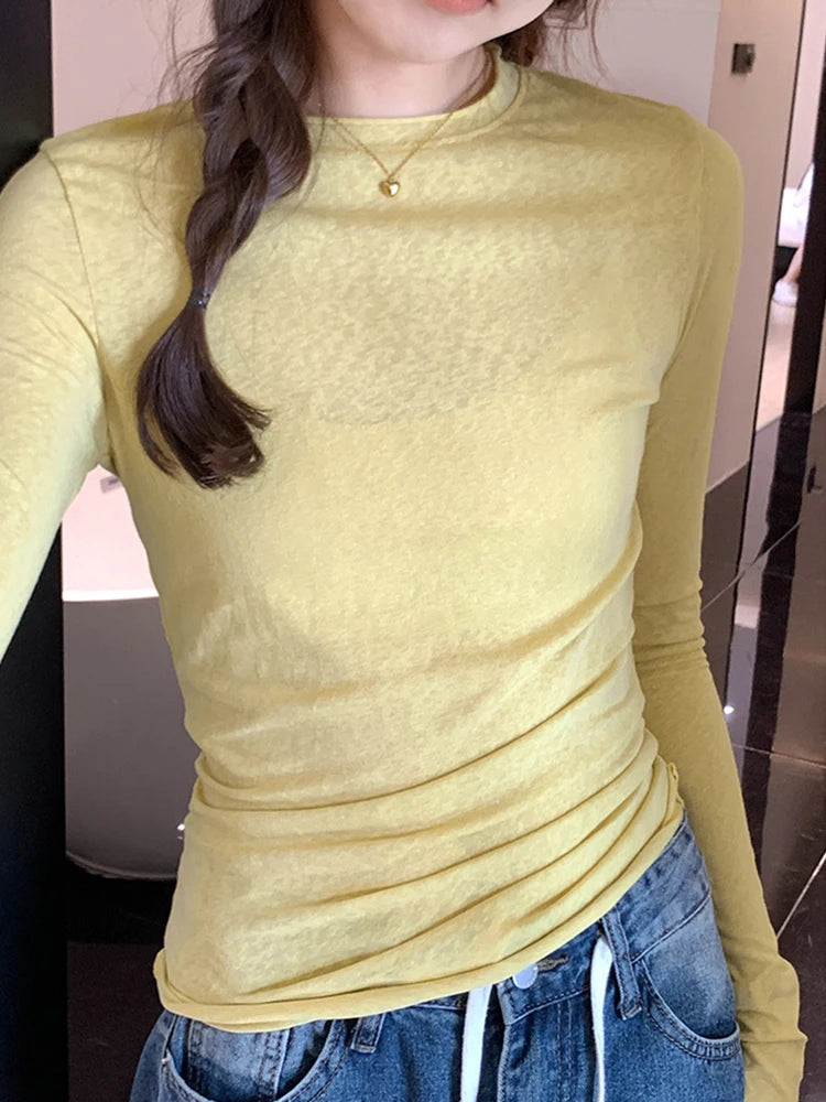 Women's  Long Sleeve O Neck Tshirts