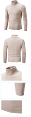 Men's Turtleneck Sweater Knitted Breathable Warm Rollneck Sweatshirts Vintage Pullover Solid Color Jumper Slim Fit Sweater