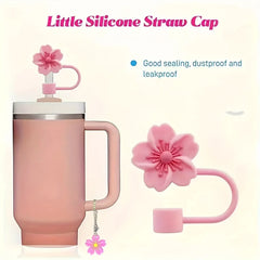 2pcs Silicone Cup Accessories For 30/40 Oz Stanley Cups, Reusable Dustproof Silicone Straw Plugs With Floral Design