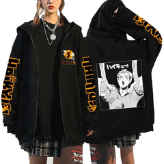 Haikyuu Japan Anime Zip Up Hoodie Karasuno High School Hooded Men Women Sweatshirts Harajuku Autumn Winter Zipper Pullover