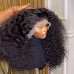 Natural Black 26 inch 180Density Soft Long KInky Curly Lace Front Wig For Women With BabyHair Preplucked Natural Hairline