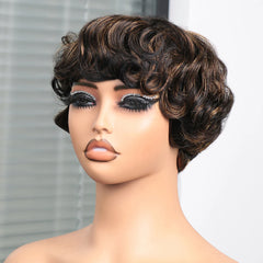 Short Human Hair  Pixie Cut Wig