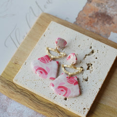 Trendy Fashion Rose Floral Dangle Pendant Enamel With Metal Parts Handmade Polymer Clay Earrings Sets Women's Accessories Gifts