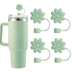 Flower Straw Covers Toppers for Stanley Cups 30&40 Oz Tumbler Accessories 4PCS Silicone Straw Caps 10mm 0.4in Straws