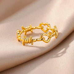 Stainless Steel Rings for Women Aesthetic Heart Gold Color Wedding Ring Vintage Waterproof Wedding Jewelry Prom Accessories Gift