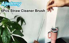 Straw Cleaner Brush ,6Pcs Reusable Extra Long Straw Cleaner for 40/30/20 oz Stanley Mug, 10mm Wide Drinking Straw Cleaning Brush