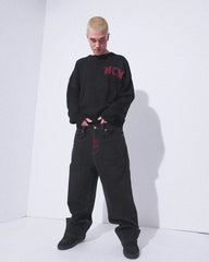 Hip Hop Y2K Jeans Mens  Retro Skull Embroidery Washed Women's Denim Pants New Straight Casual Loose Wide Leg Trouser Streetwear