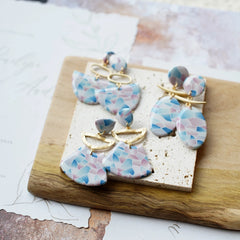 Trendy Fashion Rose Floral Dangle Pendant Enamel With Metal Parts Handmade Polymer Clay Earrings Sets Women's Accessories Gifts