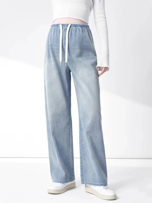 Maternity New Jeans Spring and Summer No Toddler Maternity Pants Straight Wide-Leg Pants Large Size Casual Pants Women's Jeans