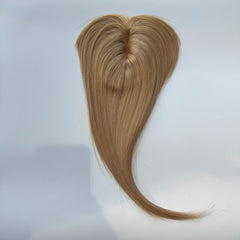 Human Hair Topper For Women Toppers With Bangs Clips In Hairpieces 100% Human Hair Wigs Natural Straight Hair Blonde Silk Base