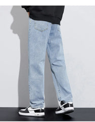 New Autumn Men's Baggy Jeans High Street Fashion Wide Legs Denim Trousers Straight Comfortable Casual Male Pants Streetwear