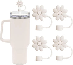 Flower Straw Covers Toppers for Stanley Cups 30&40 Oz Tumbler Accessories 4PCS Silicone Straw Caps 10mm 0.4in Straws