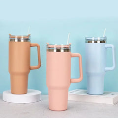 Coffee Mugs Stainless Steel Thermal And Cold-insulating With Straw Portable Large-capacity Water Cup Suitable For stanley cup