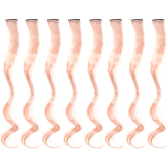 20 Inch Colourful Curly Wavy Party Highlights Clip in Synthetic Hairpieces 8 Pack Curly Colored Hair Extensions for Women