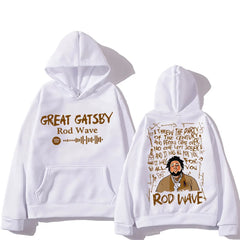 Rod Wave Graphic Printing Hooded Winter Hip Hop Grunge Sweatshirt Long-sleeved Fleece Clothing Ropa Hombre Casual Punk Pullovers