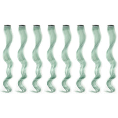 20 Inch Colourful Curly Wavy Party Highlights Clip in Synthetic Hairpieces 8 Pack Curly Colored Hair Extensions for Women