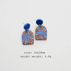 Flower Pattern Multi Mixed Dark Colors Arch Pendant Dangle Marble Gentle Dots Polymer Clay Earrings Sets Party Casual Wear