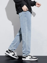 New Autumn Men's Baggy Jeans High Street Fashion Wide Legs Denim Trousers Straight Comfortable Casual Male Pants Streetwear