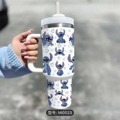 Stanley 40oz1200ml handle car mug mug with straw car ice cream mug cartoon kt cat cup.