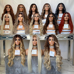 Synthetic Lace Front Wig Blonde Wigs for Woman Lady Deep Wave Lace Front Wigs Caramel Golden Blonde Wig Glueless Cosplay Sale