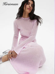 Elastic Knit Long Dresses